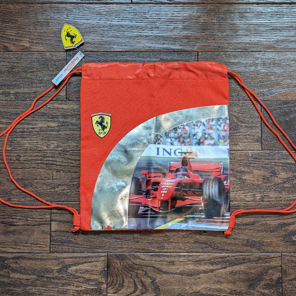 FORZA FERRARI ❤️ WITH TAGS Ferrari Formula One Drawstring Bag *Flawed*
